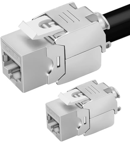 RUIZHI 2x CAT 7 Keystone Jack Modul Optimal für CAT6 CAT6a Keystone, 10 Gbit/s RJ45 Kupplung LAN Kabel LSA STP Schirmung für Patchkabel Netzwerkkabel