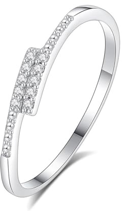 Stfery Überlappender Diamantring Platin, Stapelring Damen Echt Gold Gr.57 (18.1)