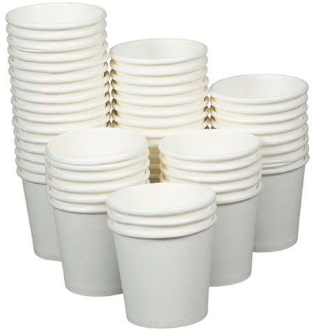 HOODANCOS 200 Unidades Vasos Desechables de Papel Pequeños Blancos para Café Té y Espresso Diseño Antidesbordamiento para Fiestas y Oficinas Paquete de Unidades