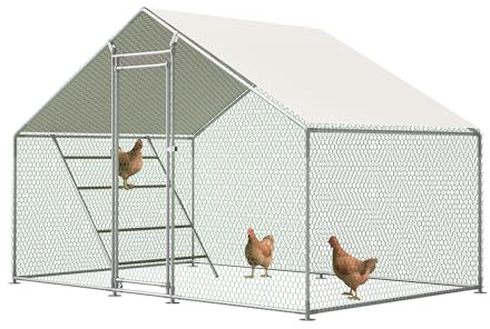 Redkid Hönshus 3 x 2 m med säkerhetslås, UV-vattentätt skydd och 1 mm förstärkta rör, perfekt för kycklingar, duvor, ankor (3 x 2 x 2 m med stege)