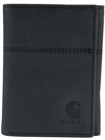 Carhartt Men’s Full Grain Saddle Leather Wallets, RFID Blocking Bifold, Trifold, and Front Pocket Options, Gifts for Men