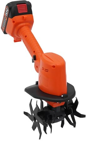 21V Akku Bodenhacke Motorhacke mit 65Mn-Klingen, 235 U/min Kabelloser Bodenhacke Gartenfräse mit Schutzabdeckung, Hand Gartenhacke Handhackmaschine für Gärten, Höfe, Arbeitsbreite und -Tiefe: 10 cm