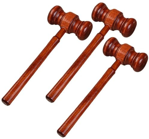 Martelli da giudice in legno, Martello Del Giudice In Legno Marrone 3 Pezzi Con Manico Da 17 Cm for Processo In Tribunale Asta