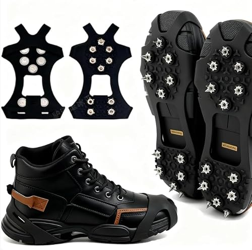 Spikes für Schuhe Winter, Spikes für Schuhe Glatteis, 10 Stahlzähnen Schuhspikes zum Überziehen Antirutsch Schneeketten für Schuhe, Spikes Schuhe gegen Glatteis Steigeisen (A, M)