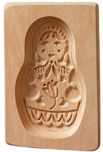 Nukinp Keksformen aus Holz, russische Nestpuppen, Keksstempel, antihaftbeschichtet, leicht zu lösen, waschbar, Wiederverwendbare Backformen für selbstgemachte Kekse