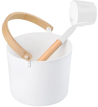 Seau de sauna en aluminium – Seau de spa de de 7 litres avec ensemble de | cuillères à long manche | Infuseur à vapeur traditionnel, louche en métal résistant à la chaleur, accessoire de bien-être