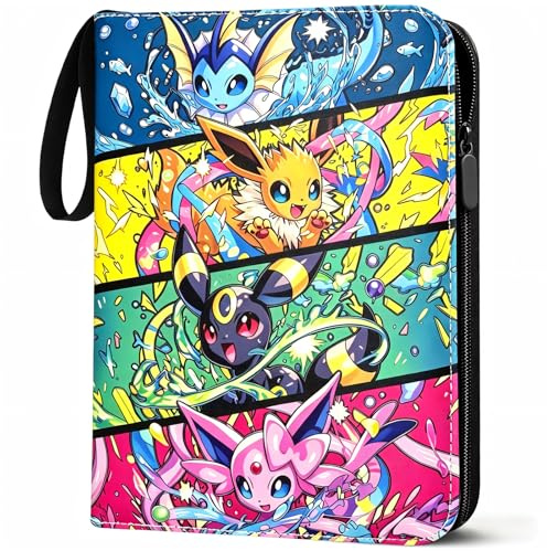 Sammelalbum für Pokemon Karten, 50 Seiten 400 Karten Kapazität Sammelkarten Album Sammelmappe Karten Ordner Heft, Tragbar Wasserdicht PU-Material Sammelkartenalben, Geschenk für Kinder (STYB400)