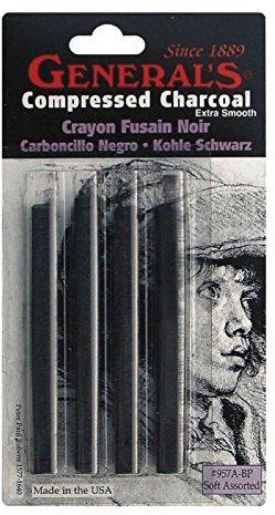 General Pencil Holzkohle-Sticks, 4 Stück, Nicht zutreffend, mehrfarbig, 0.63 x 7.23 x 13.97 cm