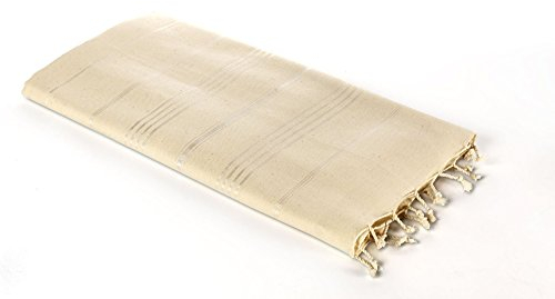 Carenesse Asciugamano per hammam Sultan, 100 x 170 cm, extra largo, in cotone non sbiancato, con strisce sottili, pestemal/fouta, assorbente e ad asciugatura rapida