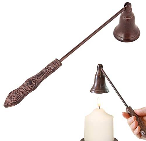 Candle Snuffer Antique Brown Ornate Handle Candle Extinguisher Stick (Z148) | Recycled Metal, Cast Iron, Antique Brown, Vintage Style