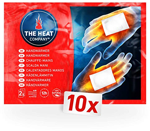 THE HEAT COMPANY Handwarmers - 10 Pairs - EXTRA WARM - Hand Heat Pads - 12 Hours Warm Hands - Instant Heat - Air Activated - Purely Natural
