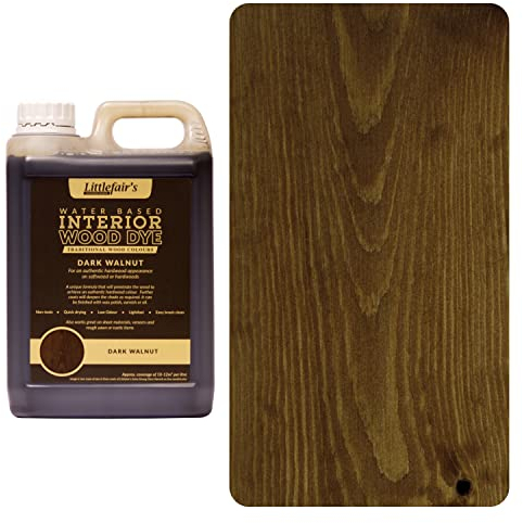 Littlefair's Holzbeize auf Wasserbasis - (Dunkler Walnuss) - ungiftig, umweltfreundlich und schnell trocknend - Einfach aufzutragende, konzentrierte Formel für alle Holzarten - 2,5 LTR