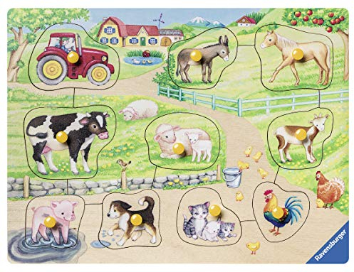Ravensburger Kinderpuzzle - 03689 Morgens auf dem Bauernhof - My First Wooden Puzzle mit 10 Teilen - Puzzle für Kinder ab 2 Jahren - Holzpuzzle