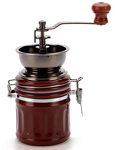 Retro Rostfreier Stahl Keramik Mahlwerk Manuell Coffee Bean Pfeffer-Maschine Grinder Nuss Mühle Handschleifwerkzeug Schleifmaschine, Brown