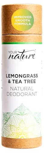 Your Nature Lemongrass & Tea Tree Natural Deodorant Stick – 70g, 100% Plastic Free, Recyclable, Toxin-Free, Vegan, Cruelty-Free, Eco-Friendly, Handmade in UK