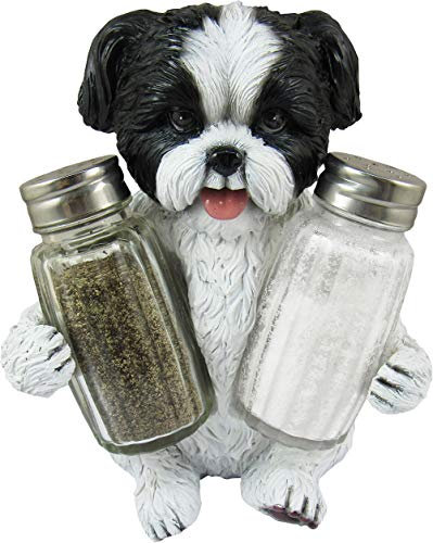 DWK Animal Holder with Salt And Pepper Shaker Set (3 Piece) | Kitchen Décor and Accessories | Salt and Pepper Shakers | Home Décor | Home Decorations… (Shih Tzu)