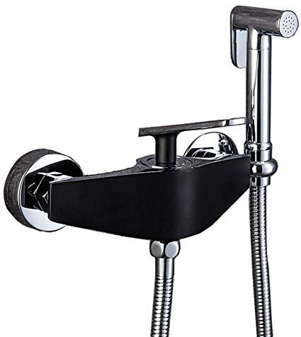 Robinet de bidet noir, pulvérisateur de bidet à main en laiton pour toilette, robinet de bidet mélangé d'eau chaude et froide, robinets de toilette à montage mural à une poignée