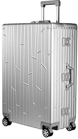 GUNDEL Aluminium Reisekoffer Check-in XL (Silber) 77x52x27 cm H/B/T 86L 4x360° Rollen Doppelte TSA-Schlösser