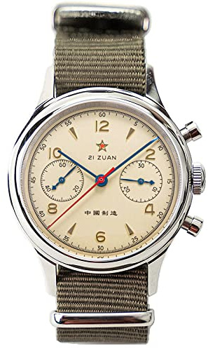 Seagull 1963 38 mm Schwanenhals mit extra braunem Lederband ST1901 Uhrwerk Saphir-Kristall Herren Chronograph Pilotenuhr SU1963BNX, grün