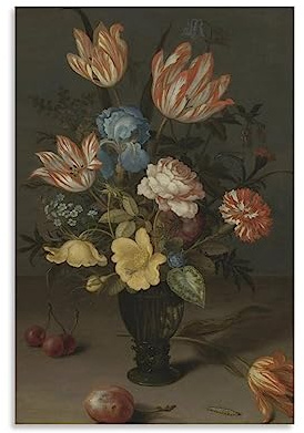 Balthasar Van Der Ast Art Print Poster Floral Botanical Still Life Poster Print Photo Art Painting Canvas Poster Home Decorative Bedroom Modern Decor Posters Gifts 20x30inch(50x75cm)