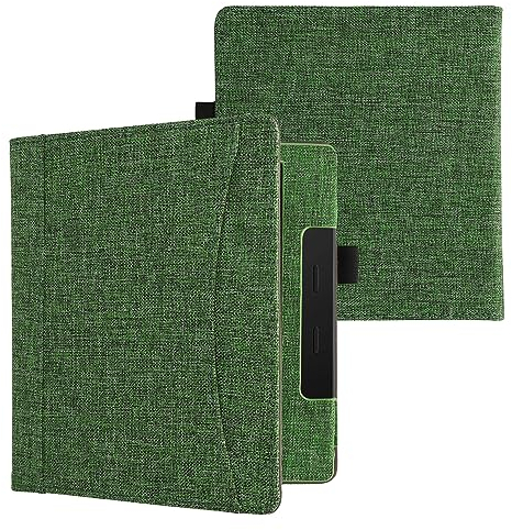 kwmobile Flip Hülle kompatibel mit Amazon Kindle Oasis 10. Generation - Vorderfach Handschlaufe - Grün