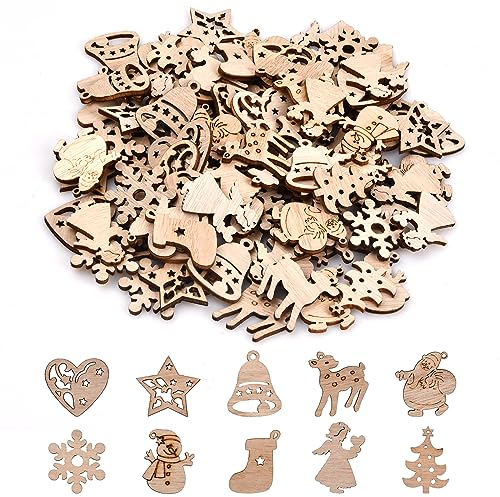Jinlaili 100 Stück Wald Tier Formen Holzscheiben, Holztiere zum Bemalen, Holz Schmetterlinge, Basteln DIY Dekoration, Holz Streudeko, Naturholzscheiben (A)