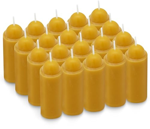 15-Hour Natural Beeswax Candles Compatible with Candle Lanterns - Smokeless Clean Long Lasting Burning for Outdoor, Camping, Emergency, Survival Emergency Preparedness- 20Pack