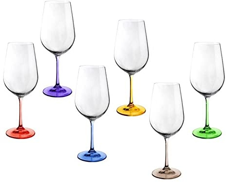 Set 6 copas vino modelo RAINBOW 25 cm. pie colores surtidos 55 cl.