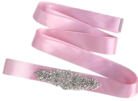 Wambere Damen Brautgürtel Kleidergürtel,Kristall Strass Braut Schärpe Rhinestones Hochzeit Taillenband,Diamanten Braut Gürtel,Hochzeitsgürtel Taillengürtel,für Party Abschlussball Brautkleid,Rosa