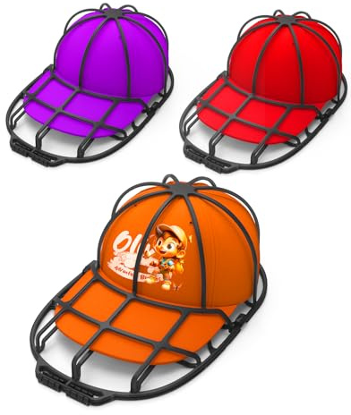 XQXA Cap Washer für Baseballmützen, gebogener Käfig-Reiniger, Shaper für Waschmaschine oder Geschirrspüler, Kunststoff, passend für Kinder und Erwachsene-3 Stück