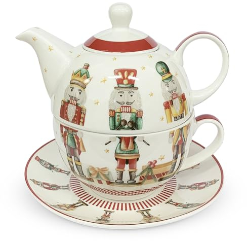 Nada Home Théière Tasse et soucoupe de Noël Nuages de Tissu Casse-Noisette Carol 6287