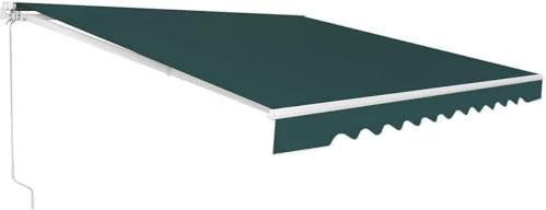 GYMAX Tenda da Sole per Esterno a Bracci Estensibili, Tende da Sole con Manovella, con Tettuccio Impermeabile e Protezione Solare, Tenda da Sole Angolo regolabile Avvolgibile (Verde, 3 m x 2,5 m)