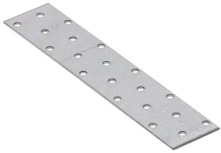 Piastre di giunzione piatte zincate perforate, 40 mm x 200 mm, staffe in metallo per legno, spessore 2 mm, acciaio PP28 (confezione da 1) L03-06ABC