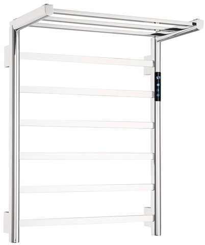 LNXGJJ Scaldasalviette Elettrico WiFi Intelligente Radiatore Scaldasalviette 620 x 500 mm 75 W Termoarredo Elettrico da Bagno Controllo Vocale Pieghevole Asciugabiancheria (Cromo)
