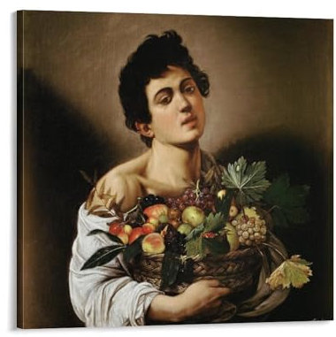 Painting Portrait Study Caravaggio Boy with A Basket of Fruit Wall Art Prints Poster Poster Painting Canvas Wall Art Living Room Posters Painting 20x20inch(50x50cm)