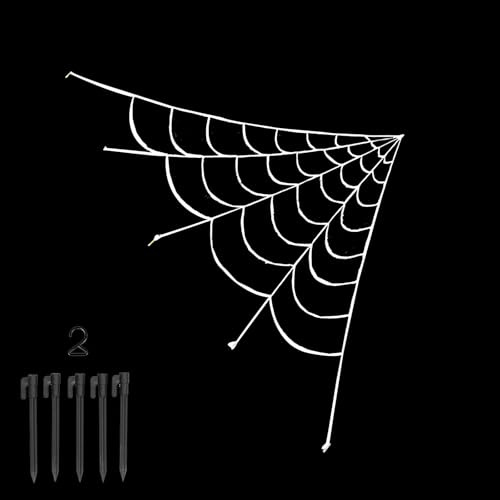 STHomedeco Riesiges Spinnennetz für den Außenbereich – 7 m riesiges Spinnennetz-Dekor, gruselige, haarige gefälschte Halloween-Spinnen Requisiten für den Außenbereich, gruseliges Spukhaus,