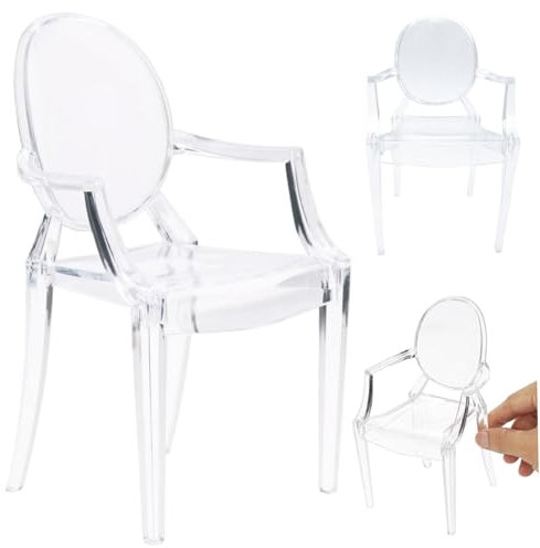 Wedhapy Puppenmöbel im Maßstab 1/6 Mini-Stuhl transparente Puppenhausmöbel aus Kunststoff Sessel realistische Möbel im Maßstab 1/6 DIY-Mini-Sessel mit Rückenlehne