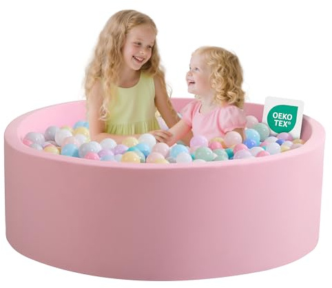 Ball Pit for Toddlers Baby Ball Pits Soft Memory Foam Ball Pits Round Kids Ball Pit Indoor Game Play Ball Pool 35.4''x11.8'' (Pink, NO Balls)