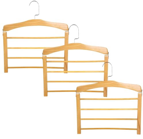 Stück Hosenbügel, 4 Etagen, rutschfeste, platzsparende Holzbügel mit drehbarem Haken, hochbelastbare Kleiderbügel für Hosen, Jeans, Hosen und Schals, Kleiderbügel für Hosen, platzsparende Kleiderbügel