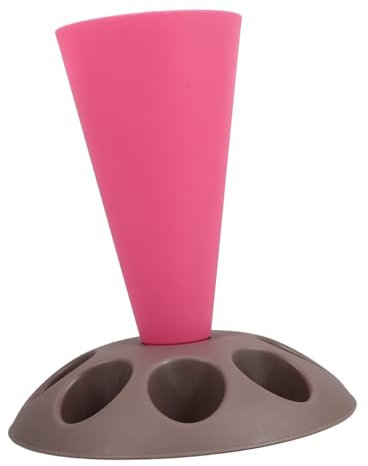 COLLBATH Pastry Bag Holder Stand 8 Slots for Nozzles, Plastic Baking Tool Organizer for Cake Decorating Accessories and Icing Bags, for Kitchen and Bakery Use in Rose Red