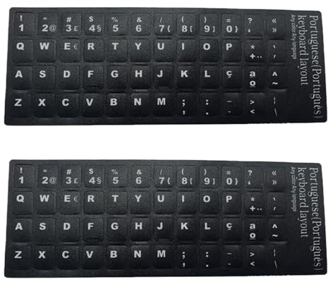 2 x portugiesische Tastatur-Aufkleber-Set, Tastatur-Aufkleber, Ersatz, Hintergrund, matt, Tastatur-Buchstaben-Aufkleber für Laptop