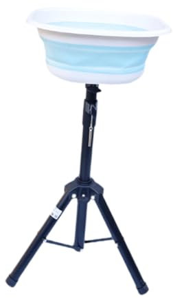Oshhni Tischtennisball-Sammelausrüstung, Pickleball-Sammelkorb, Metallständer, Ballaufbewahrungsbecken für Trainingszubehör, Blau
