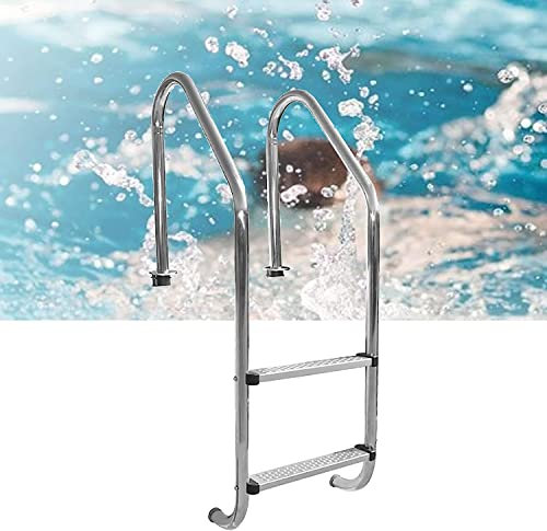 QLSABIA Pool-Handlauf, Handlauf aus Edelstahl, Schwimmbeckengeländer, Poolgeländer, Schwimmbeckenleiter, 2-Stufen-Pedal, rutschfeste Poolleiter für Aufstellpools