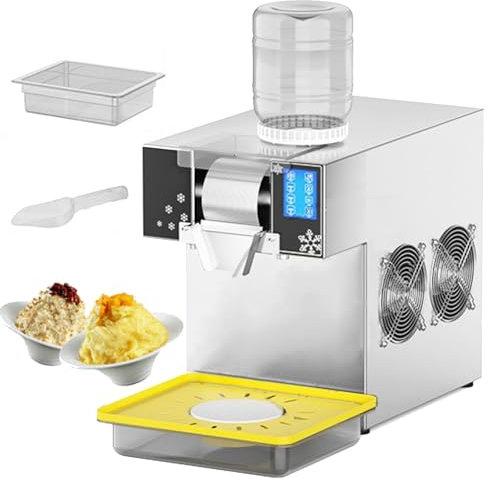 Ice Crusher Slush Machine Electric Crushed Ice Maker with Electric Turntable, 120KG/24H Snowflake Ice Shaving Machine Ice Cream Equipment Dessert Shop Equipment