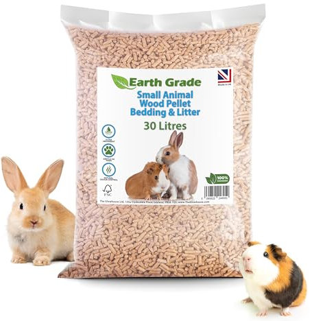 Small Animal Wood Pellet Bedding & Litter Rabbits Guinea Pigs Hamsters Rodents Reptiles Odour Control Biodegradable 30L