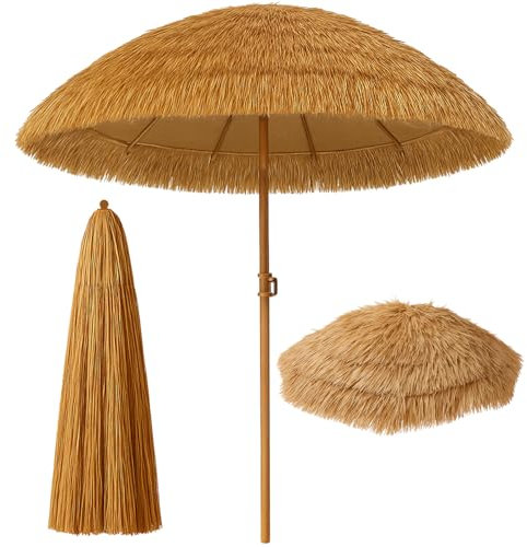 Gardlov Parasol hawaïen cassé, 170 cm, réglable en hauteur et inclinable, pliable et avec housse de protection, idéal pour balcon, terrasse, jardin et plage 25326