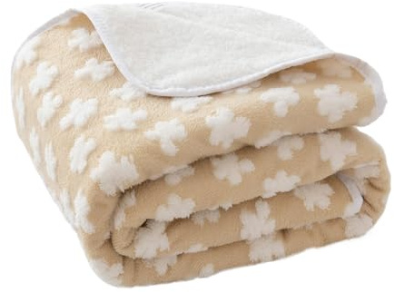 Amarrirose wasserdichte Hundedecke - 60x80cm Maschinenwaschbar, Kuschelig weiche Sofadecke mit kuscheliger Polsterung, 3D strukturierte Wolken, Warme weiche Katzendecke, Khaki