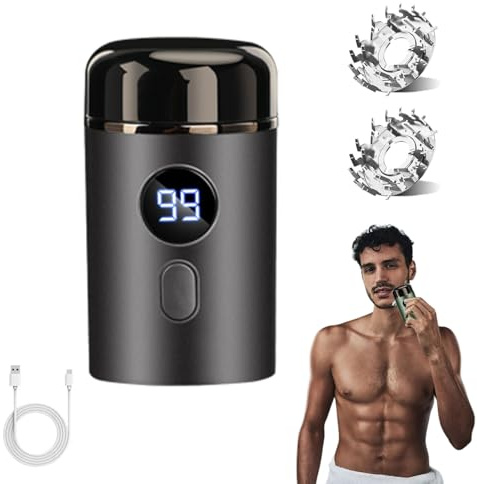 Easy Trim Pro, Easy Trim Rasoio, Mini Rasoio Elettrico per Intimo Uomo, Waterproof Electric Razor Shavers for Intimate Are, Beard Trimmer Uso Asciutto E Bagnato, Con Display LED (Grigio)