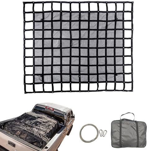 Ladungssicherungsnetz - Gepäcknetz | Kofferraum Netz | Robustes Gepäcknetz für Ladefläche mit Karabiner & Tasche, Wetterfestes Netz für Transport, Hängematte & Deckenlagerung Netzsystem