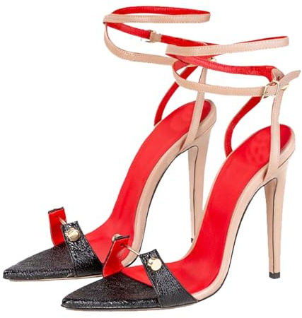 Talons Hauts Sandales High Heels Talons Aiguilles Brides Femme Bout Ouvert Bout Pointu Bride Cheville Chaussures Mariée 12 Cm-Black||42 定制不退换